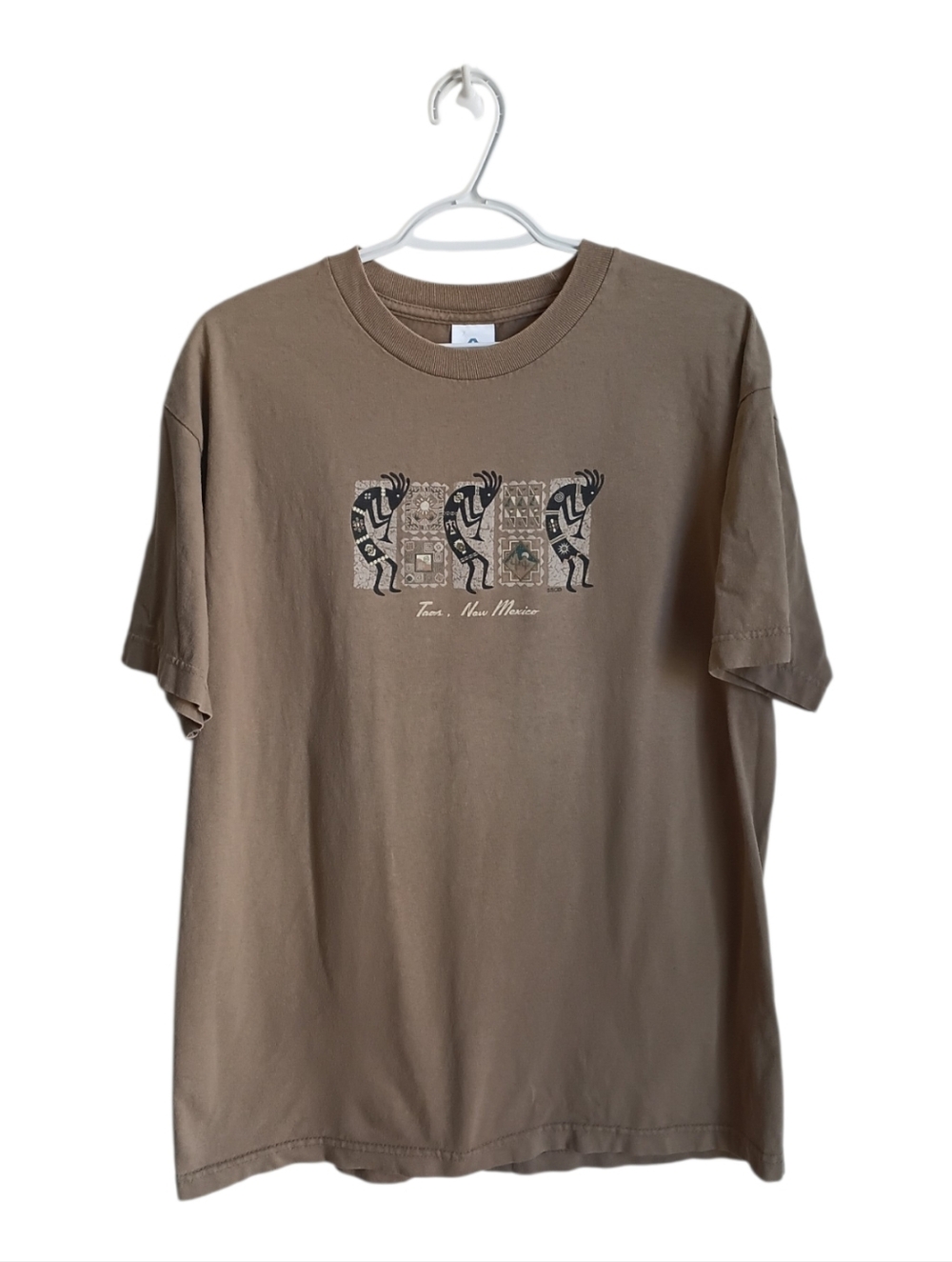 Vintage Y2K Brown New Mexico  Kokopelli Short-Sleeve Tee AAA Large Aztec Hippie